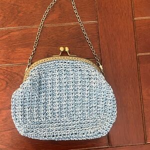 Elegant Blue Crochet Handbag